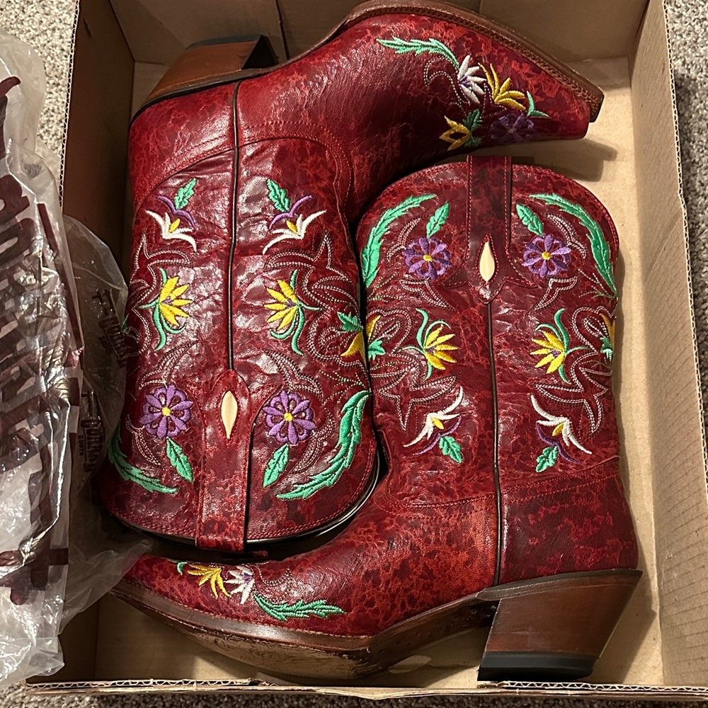 Tony Lama Red Embroidered Western Boots